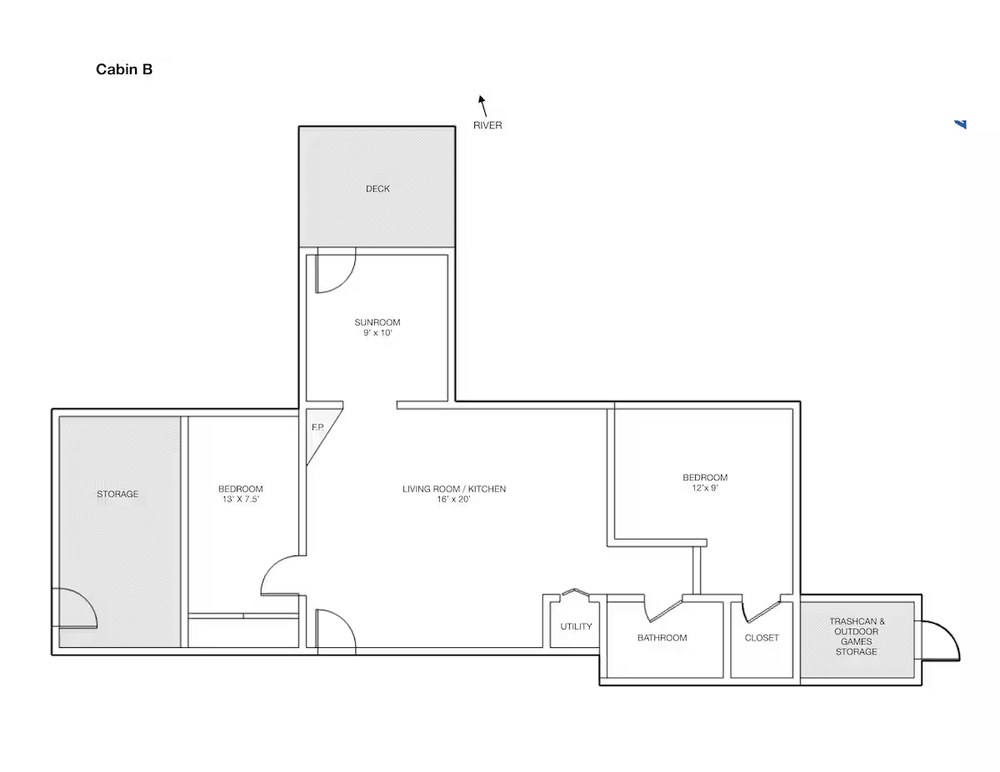 The Ranch floorplan diagram: room and bed layout